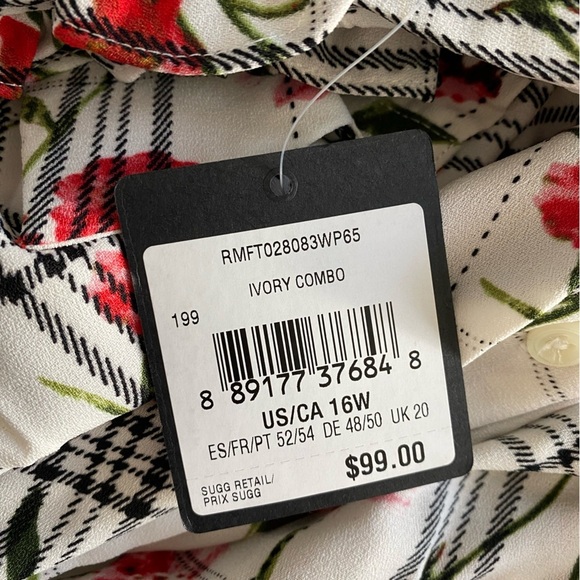 Rachel Roy Collection Plus Size Long Sleeve Floral Blouse Career NWT Size 16W - Picture 7 of 9